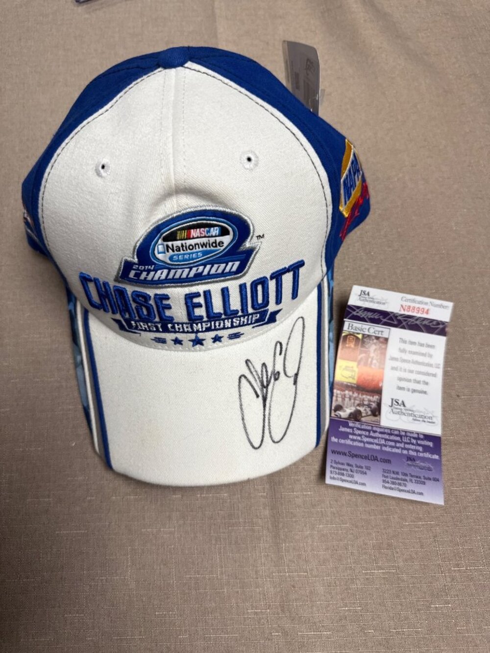 Chase Elliott Signed Hat NASCAR 1st Win  JSA Authentication NAPA Racing 2014